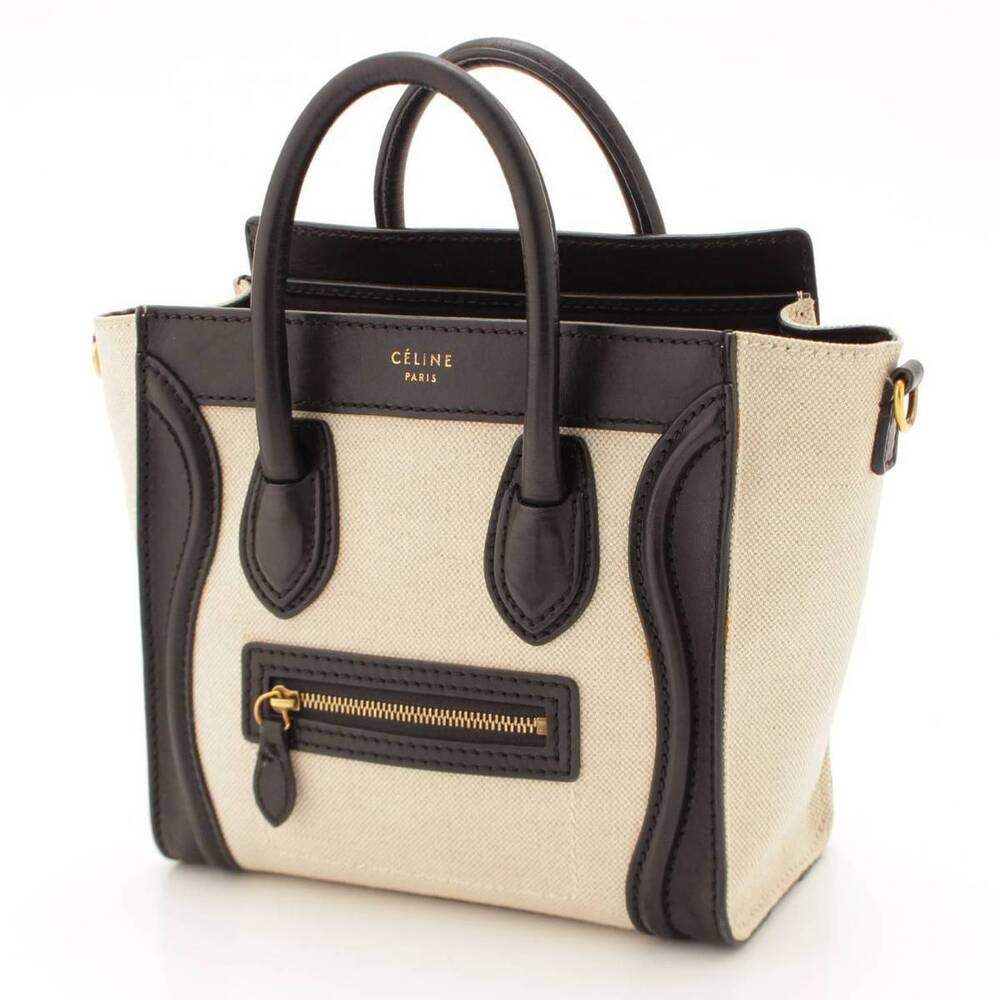 Celine Luggage 2way Shopper Canvas Shoulder Bag Black - Picture 2 of 8